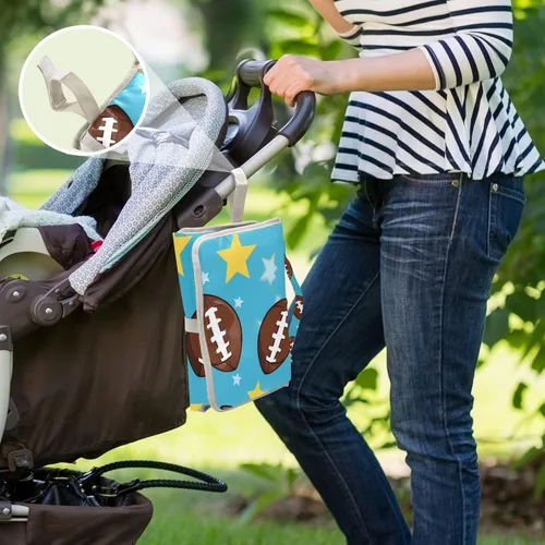 Vista 6 de Footballs Portable Changing Pad with Built-in Pillow, Waterproof Foldable Baby Diaper Changing Pads, Diaper Mat for Boys and Girls