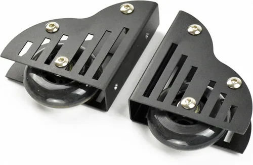 Vista 4 de DIYHD Carril deslizante de hardware de escalera rodante de 6.6 pies, rodillo superior, rueda de piso con freno