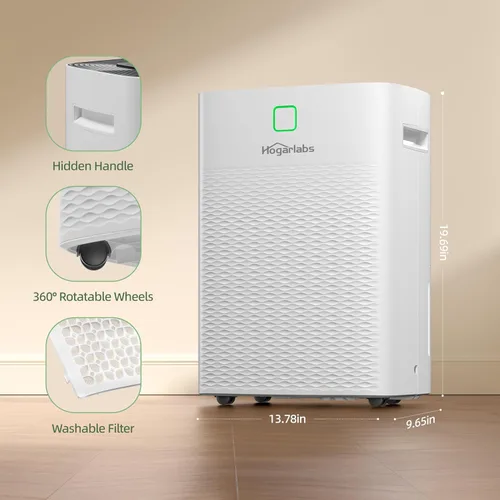 Vista 9 de HOGARLABS Deshumidificadores inteligentes para el hogar y sótanos, con 3 modos de funcionamiento, protección contra desbordamiento, deshumidificador
