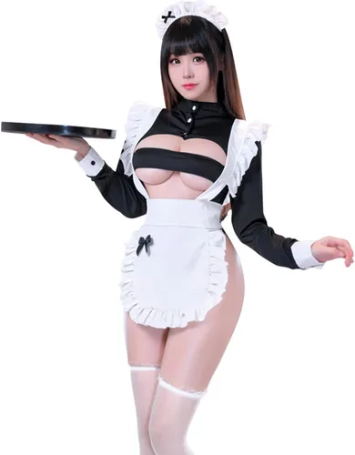 Vista 7 de Sirvienta cosplay lencería sexy mujeres francesas delantal de Halloween ropa de criada