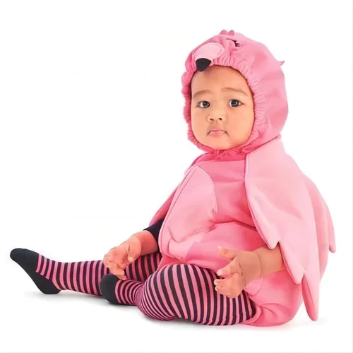Vista 3 de Disfraz de Halloween para bebé, niño, niña, disfraz de frutas de animales, con cremallera, con capucha, medias para cosplay