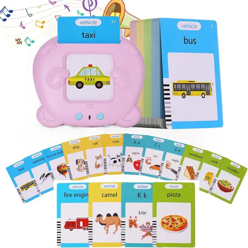Vista 8 de Tarjetas flash parlantes para niños pequeños de 1, 2, 3, 4, 5 años, juguetes educativos de bolsillo para hablar, tarjetas flash educativas parlantes