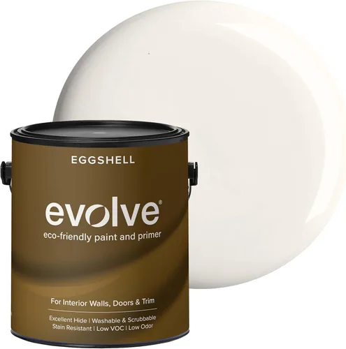 Vista 103 de EVOLVE Pintura e imprimación para interiores, cáscara de huevo (blanco alabastro), 1 galón, cobertura de una capa, excelente oculto, bajo contenido