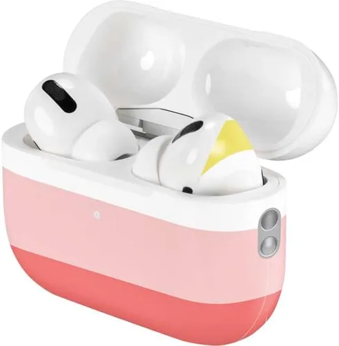 Vista 4 de Skinit Calcomanía de audio compatible con Apple AirPods Pro (2ª generación, 2022), diseño original de rayas primaverales de Skinit
