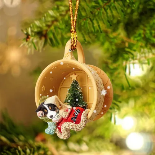 Vista 47 de Adornos de acrílico de encargo de la Navidad del nombre del perro, forma 2D personalizada para los amantes del perro Bulldog