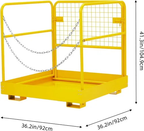 Vista 2 de Jaula de seguridad para carretilla elevadora de 36 x 36 pulgadas para 1 o 2 personas, cesta de hombre de carretilla elevadora de 1200 libras
