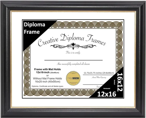 Vista 48 de Creative Picture Frames Marco de diploma Rockefeller de 6 x 8 pulgadas, color negro con borde dorado, muestra un certificado de 6 x 8 pulgadas u