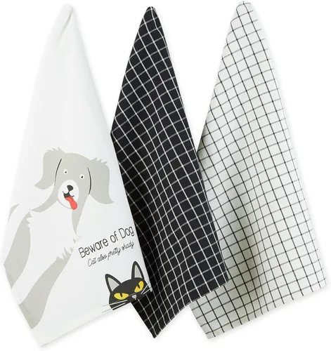 DII Everyday Pets Kitchen Collection - Juego de toallas absorbentes de cocina, 18 x 28 pulgadas, Beware, 3 unidades