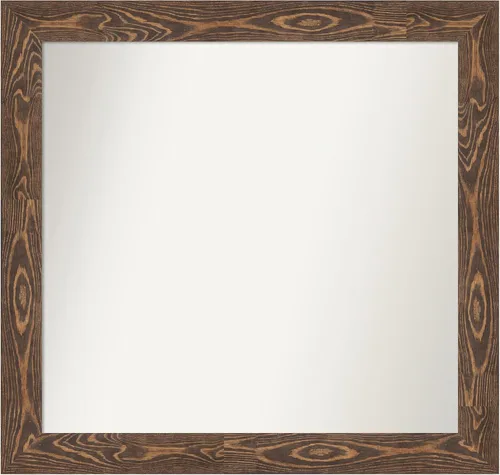 Vista 339 de Amanti Art Espejo de baño marrón para sobre fregadero, 26 x 26 pulgadas, espejo de tocador cuadrado marrón rústico Alexandria, marco de madera