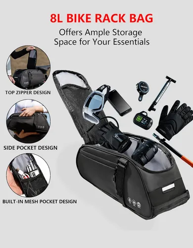 Vista 2 de Bolsa para Portaequipajes de Bicicleta, Bolsas de Bicicleta Reflectantes Impermeables para Portaequipajes Trasero de Bicicletas, Bolsa de Maletero