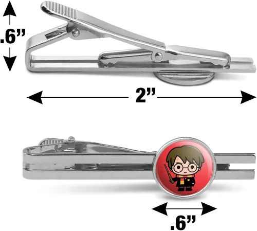 Vista 3 de GRAPHICS MORE Harry Potter Lindo personaje Chibi redondo Tie Bar Clip Clip Tack plateado Color plateado