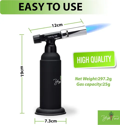 Vista 2 de Soplete de butano prémium para cocinar, soldar y hacer manualidades, soplete de cocina recargable con capacidad de gas de 0.88 oz (25 g), ajustable