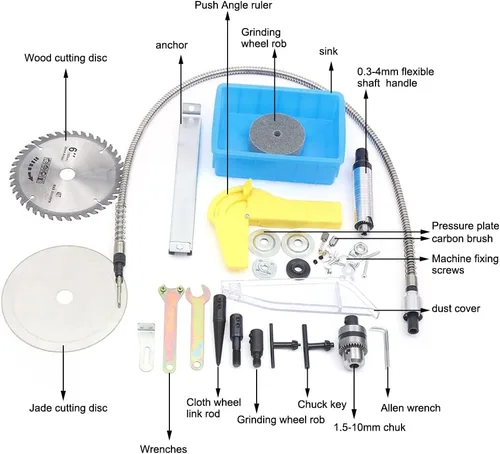 Vista 7 de LYNICESHOP Máquina pulidora de joyas, 110V 750W Gem Jewelry Rock Pulido Buffer Machine Sierra Torno Amoladora Herramienta Lapidaria Equipo DIY