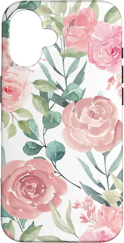 iPhone 16 Pastel Pink Flower Print - Watercolor Floral Petals Blossom Case