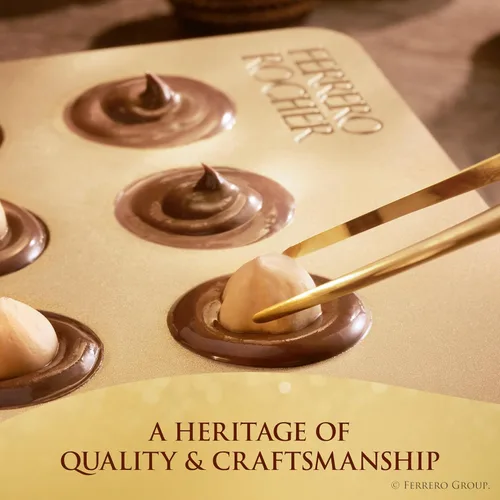 Vista 8 de Ferrero Rocher, 13 unidades, chocolate con leche gourmet de avellana, dulces envueltos individualmente para regalar en una caja en forma de conejo