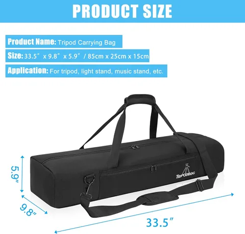 Vista 3 de TORIBIO Bolsa de trípode multifuncional de 33.5 pulgadas, funda de transporte de trípode resistente, funda para soporte de música, micrófono