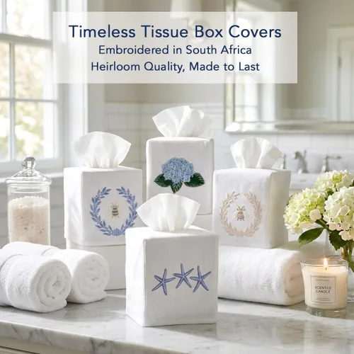 Vista 3 de Jacaranda Living Cubierta cuadrada de la caja de pañuelos, soporte de tela de lino/algodón, cubierta decorativa del cubo del tejido del paño