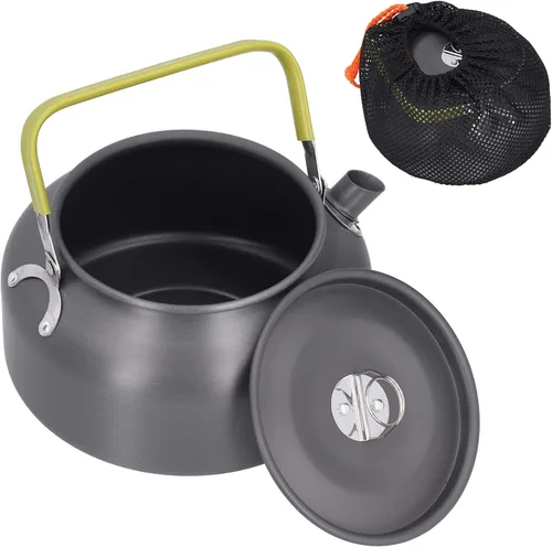Vista 6 de Fydun 1.2L Outdoor Cam Kettle Aluminum Alloy Kettle with Bag for Mountain Climbing Fishing Picnic