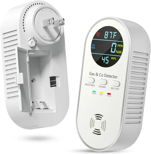 Vista 9 de Detector de fugas de gas natural y detectores de monóxido de carbono enchufable, detector de monóxido de carbono portátil 5 en 1 con ajuste