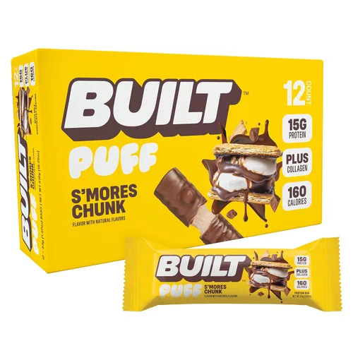 Vista 19 de Built Puffs - Barras de proteínas de 12 unidades, barras energéticas altas en proteínas, colágeno, sin gluten, cubiertas de chocolate, bajas