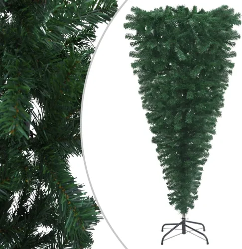 Árbol de Navidad artificial de 5 pies al revés, árbol de Navidad artificial con soporte de metal, 380 puntas de rama, árbol de Navidad al revés Verde