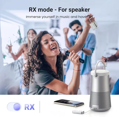 Vista 9 de UGREEN Transmisor Receptor Bluetooth 6.0 para 2 Airpods o Auriculares, Adaptador Bluetooth Inalámbrico 2 en 1 para Viajes en Avión, Esenciales