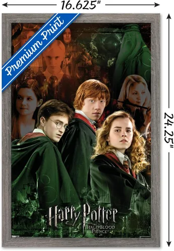 Vista 3 de Trends International Harry Potter y el príncipe mestizo - Póster de pared de collage de trío, 14.725 x 22.375 pulgadas, versión enmarcada de madera