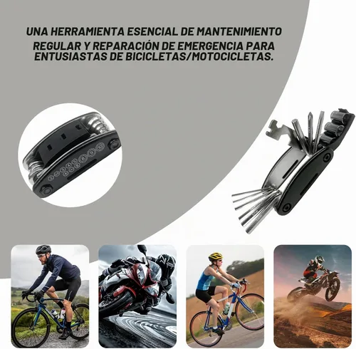 Vista 3 de Kit de herramientas para reparación de bicicleta Wevdn, herramienta multifunción de 16 en 1 con llave hexagonal y destornillador, herramienta