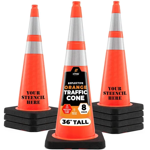 Vista 89 de Xpose Safety Conos de tráfico naranjas de 28 pulgadas con collares de 6 y 4 pulgadas, 1 paquete – Cono de seguridad de plástico PVC multiusos