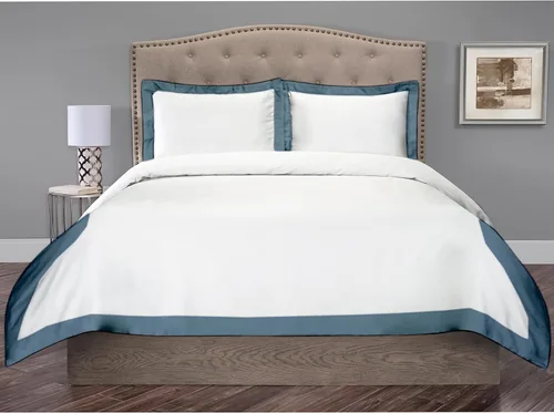 Vista 24 de Hotel Luxury - Juego de funda de edredón de 3 piezas de doble tono, 850 hilos, 100% algodón orgánico, colección de ropa de cama tamaño King, 104 x