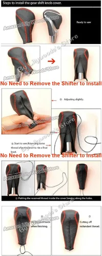 Vista 6 de Funda de piel auténtica para perilla de palanca de cambios para Volvo S60 / S80 / V70 / XC60 / XC70 2011-2012 automático