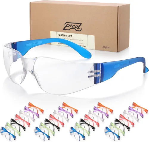 Vista 13 de Paquete de 3 Gafas de Seguridad a Granel con Lentes Cristalinas Transparentes Unisex Antirayones Gafas Protectoras Resistentes a Impactos