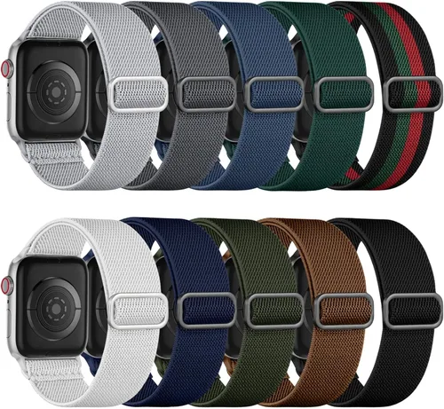 Vista 15 de Maledan Paquete de 10 bandas elásticas Solo Loop compatibles con Apple Watch de 40 mm, 38 mm, 41 mm, 42 mm, 44 mm, 45 mm, 46 mm, 49 mm, para mujeres