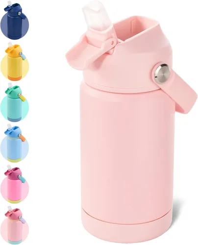 Vista 34 de Kerilyn 12oz Kids Water Bottle 2 Pack, Stainless Steel Insulated Water Bottle Bulk, Toddler Cups with Straws Leak-Proof, Kids Water Bottles for A.