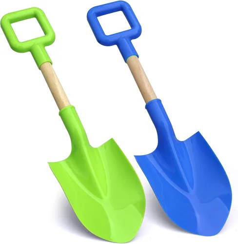Vista 9 de Amarlozn Palas de arena de playa de juguete para niños, kit de herramientas de jardinería jumbo, pala de plástico ABS de madera resistente de 16