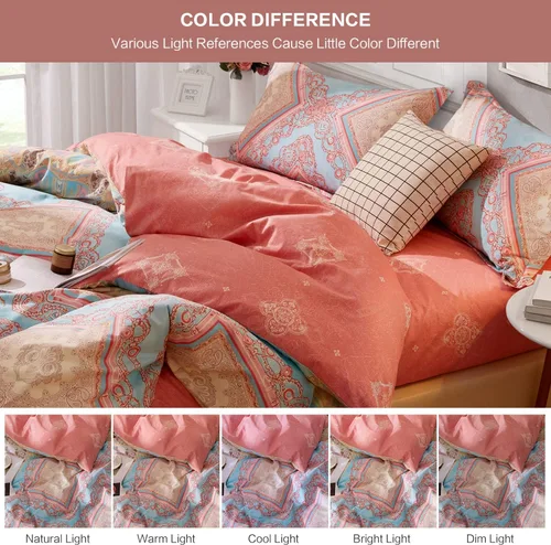 Vista 410 de SAPHREAS Juego de funda de edredón de algodón, tamaño King, a cuadros color gris oscuro y gris, geométrico, 3 piezas, 1 funda de edredón y 2 fundas