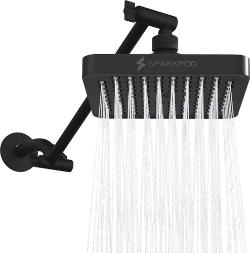 Vista 16 de SparkPod Cabezal de Ducha de Lluvia Redondo con Brazo de Extensión - Cabezal de Ducha de Altura Ajustable con Rendimiento de Alta Presión