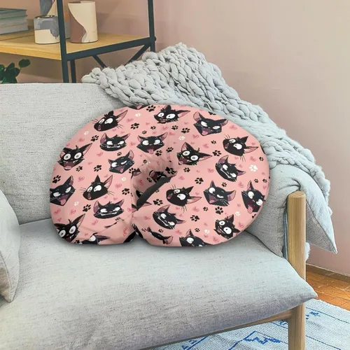 Vista 5 de Funda de almohada de lactancia con cremallera oculta, gatos negros, patas de perro, agradable a la piel para mamás/bebé, funda de almohada elástica
