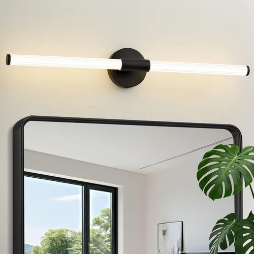 Vista 15 de Lámparas LED de baño, luces doradas para baño, iluminación completa de 360°, regulable, barra de luz LED de 24 pulgadas sobre espejo, aplique