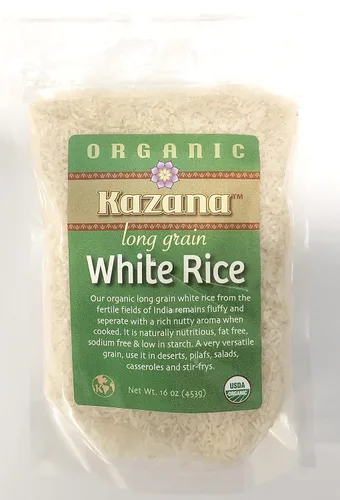 Vista 2 de Kazana - Arroz blanco de grano largo, 100% orgánico USDA, 16 onzas (15.98 oz) (1 paquete)