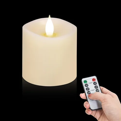 Vista 11 de Velas parpadeantes sin llama de 3 x 3, velas LED de cera real con temporizador, velas sin llama con control remoto, velas que funcionan