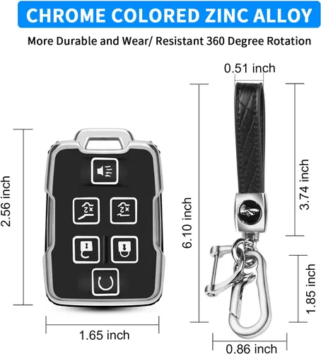 Vista 3 de QBUC Funda para llavero Chevy, funda protectora de TPU suave para llave de automóvil con llavero de cuero compatible con Chevy Silverado 1500 2500HD