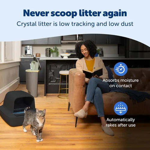 Vista 5 de PetSafe ScoopFree Crystal Pro ZAL00-18159 - Sistema de caja de arena autolimpiante para gatos, entrada frontal cerrada, control avanzado de olores