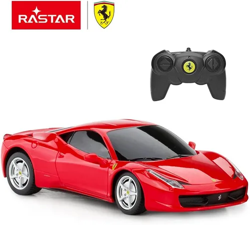 Vista 2 de RASTAR Coche de control remoto Ferrari, escala 1/24 Ferrari 458 Italia, coche de juguete Ferrari rojo