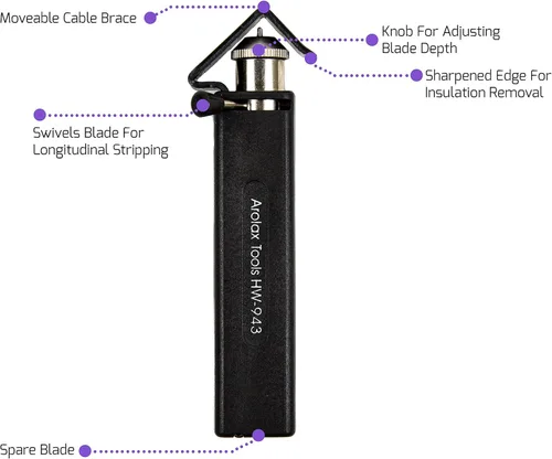 Vista 5 de Pelacables Redondo – Con Profundidad De Corte Ajustable – Para Pelar Circunferencial, Longitudinal y Ventana – Diámetro de 3/16" a 1