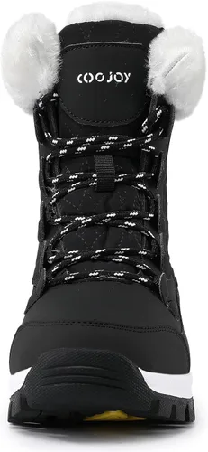 Vista 6 de COOJOY - Botas de nieve a media caña, peludas, e impermeables de mujer para el invierno
