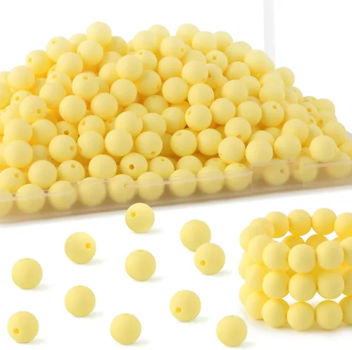 Vista 48 de 160Pcs 12mm de abalorios de silicona para hacer llaveros, pulseras, collares, abalorios redondos de silicona a granel para bolígrafos (negro)