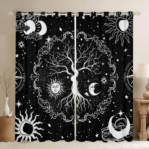 Vista 14 de Erosebridal Lindas cortinas opacas de gato para niños pequeños, cortinas opacas con diseño de gatito kawaii con temática de animales, cortinas