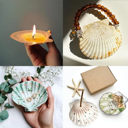 Vista 7 de stonechic 50 conchas de vieira para manualidades, grandes de 4 a 5 pulgadas, conchas naturales de playa blancas a granel para decoupage