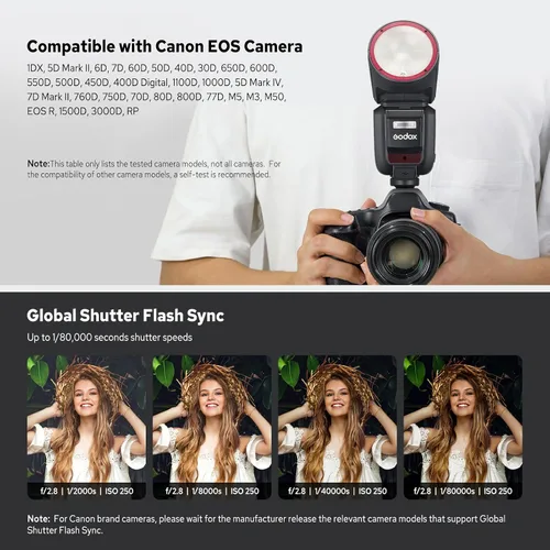 Vista 9 de Godox V100C V100 C U 100Ws TTL cabeza redonda flash Speedlite para cámara